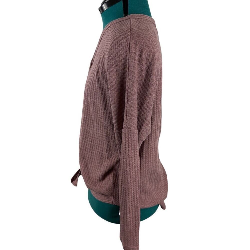 IWOLLENCE Women's Waffle Knit Tunic Blouse Tie Knot Henley Top- Size S - Picture 8 of 11